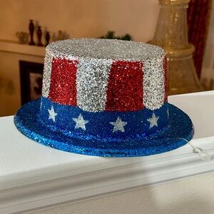 glittery American patriotic top hat NWT